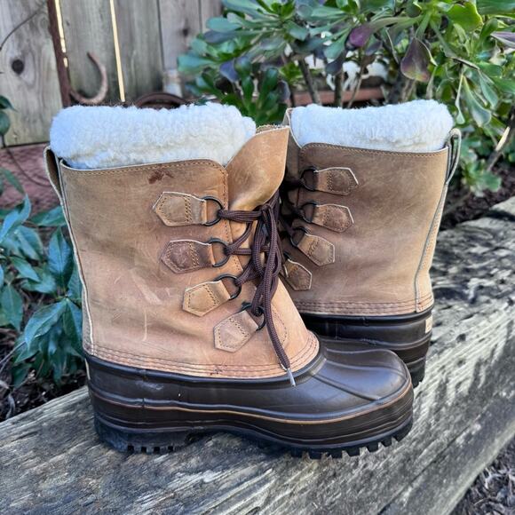 Eddie Bauer Snow Boots Leather Rubber Wool Blend Lined Women's size 7 USA - Picture 5 of 10